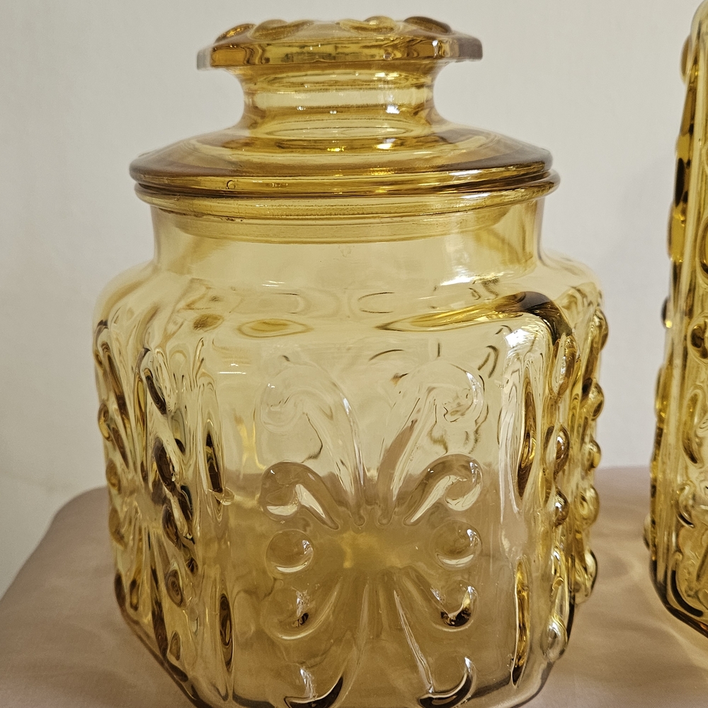 L.E‎ Smith Amber Canister Set - Picture 3 of 14